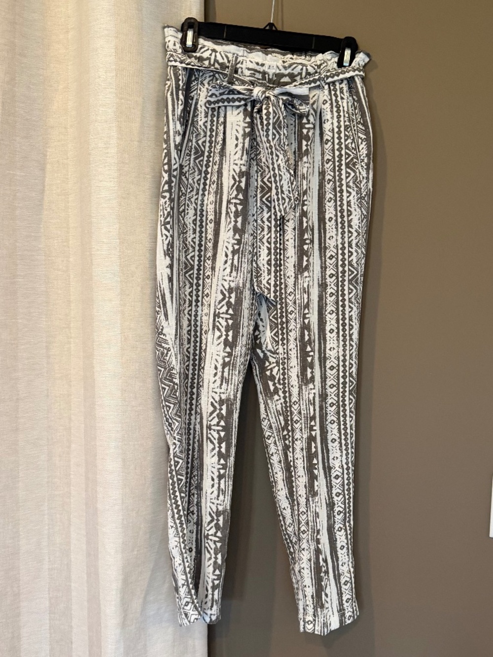 Cali 1850 Boho Beach Linen Blend Lightweight Aztec Print, Size Small